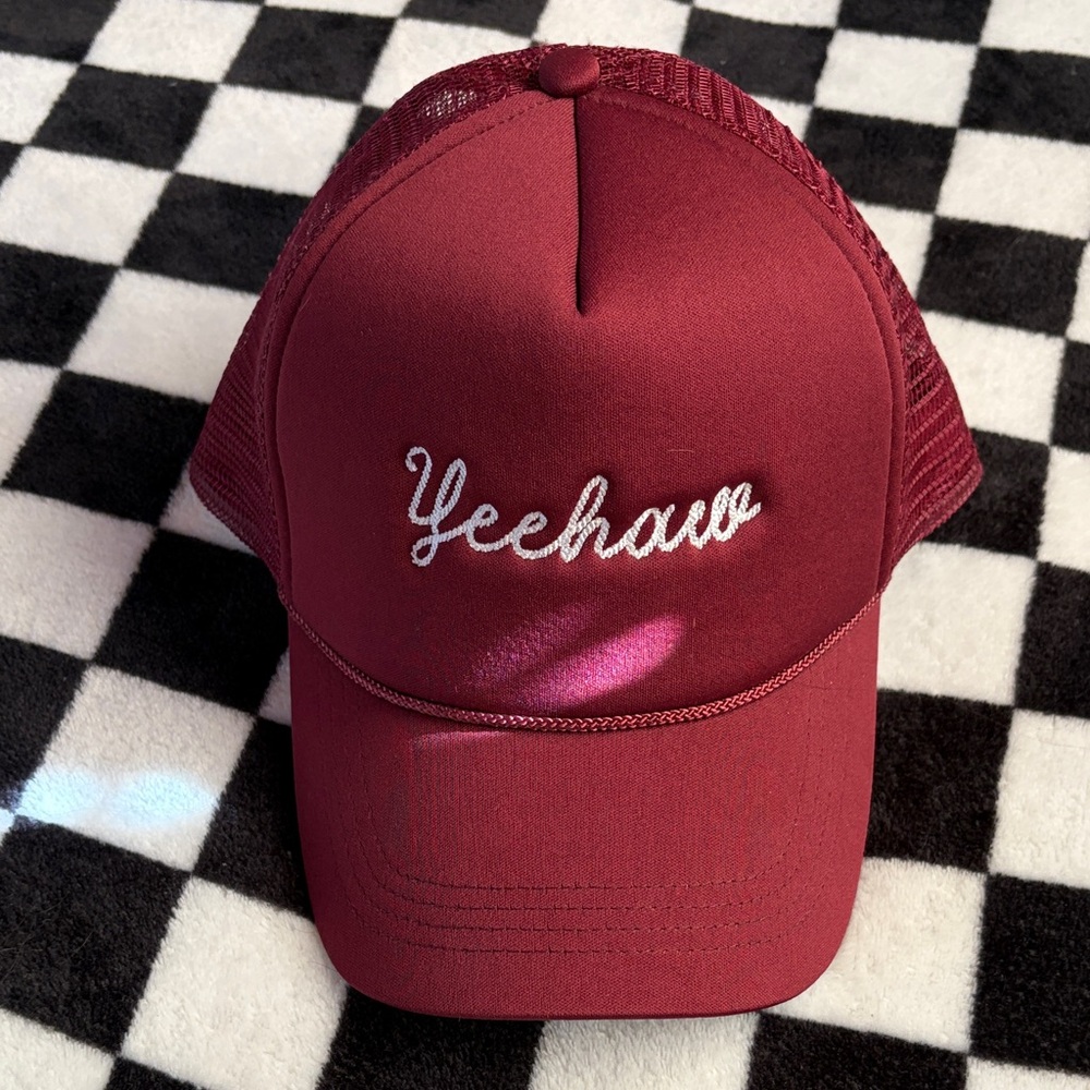Maroon 'Yeehaw' Embroidered Trucker Hat